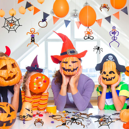 800 Pcs Halloween Pipe Cleaners Sets Include 200 Pack 10 Colors Chenille Stems 200 Pack 5 Sizes Self Adhesive Wiggle Googly Eyes 400 Pcs 4 Sizes Art and Crafts Pompoms for DIY Making