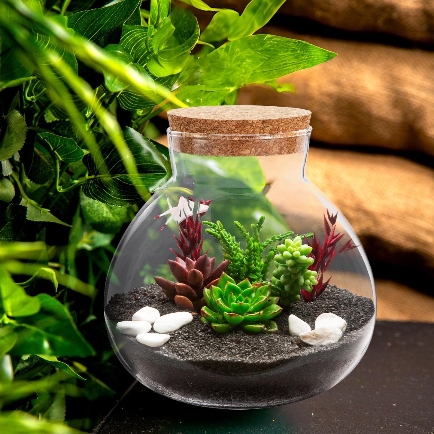Cabilock Glass Terrarium Jar with Cork Lid, Ecological Bottle Micro Landscaping Bottle Storage Container Home Office Decor for Succulents Ferns and Decorative Plants