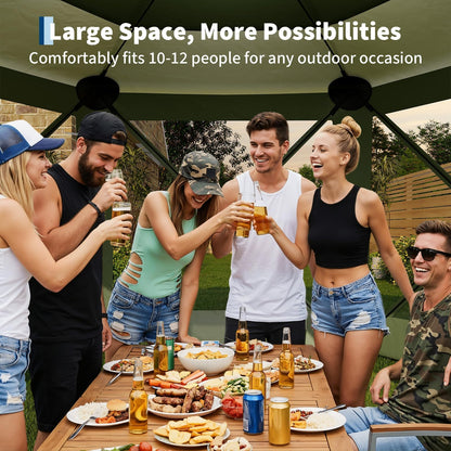 11FT Pop Up Canopy Tent with Mesh Screens – Hexagon Shelter, 6 Side Walls, 210D Polyester, 9.5mm Steel Frame, 230cm Height – Outdoor Camping Gazebo for Beach, Garden, Party, Events