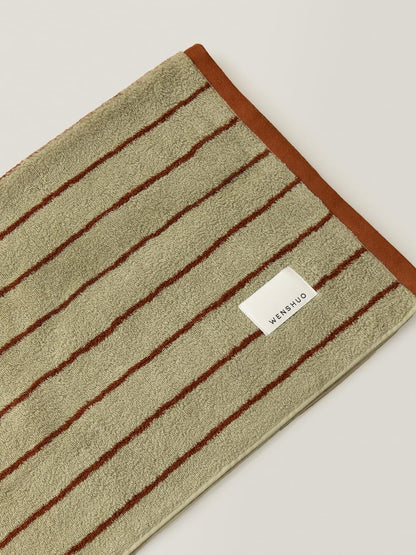 WENSHUO Moss Beacon-Pure Cotton Striped Bath Towel,100% Combed Cotton,Luxury Shower Towel,Super Absorbent(Pack of 1) (55.12" L × 27.56" W)