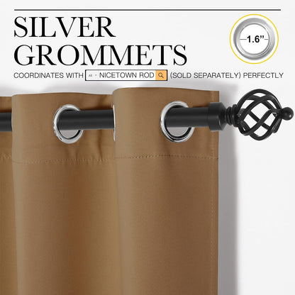 NICETOWN Blackout Curtains - Noise Reducing 102-Inch Length, 2 Panels, Gold Brown | W55 x L102 for Luxury Decor