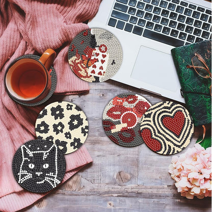 Bulerrylulu 6 Pcs Diamond Painting Coasters Kits with Holder,Diamond Art Coasters Set for Drinks Coffee Table, Gem Painting kit for Beginners Adults DIY Art Craft Gifts Home Decors (8pcs y2k)