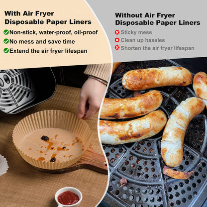 400 Pcs Air Fryer Paper Liners, 8" Square Air Fryer Liners Disposable, Heavy-Duty Parchment Paper for 5-8 qt Airfryer Basket, Non-Stick & Grease-Proof Baking Liner for Oven Pan