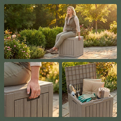MAKINO 275 Gallon Resin Outdoor Storage Box, Waterproof Deck Box with Lockable Lid, Outside Storage Box for Patio Furniture, Pool Accessories, Garden Tools, Storage Bench for Backyard, Coffee