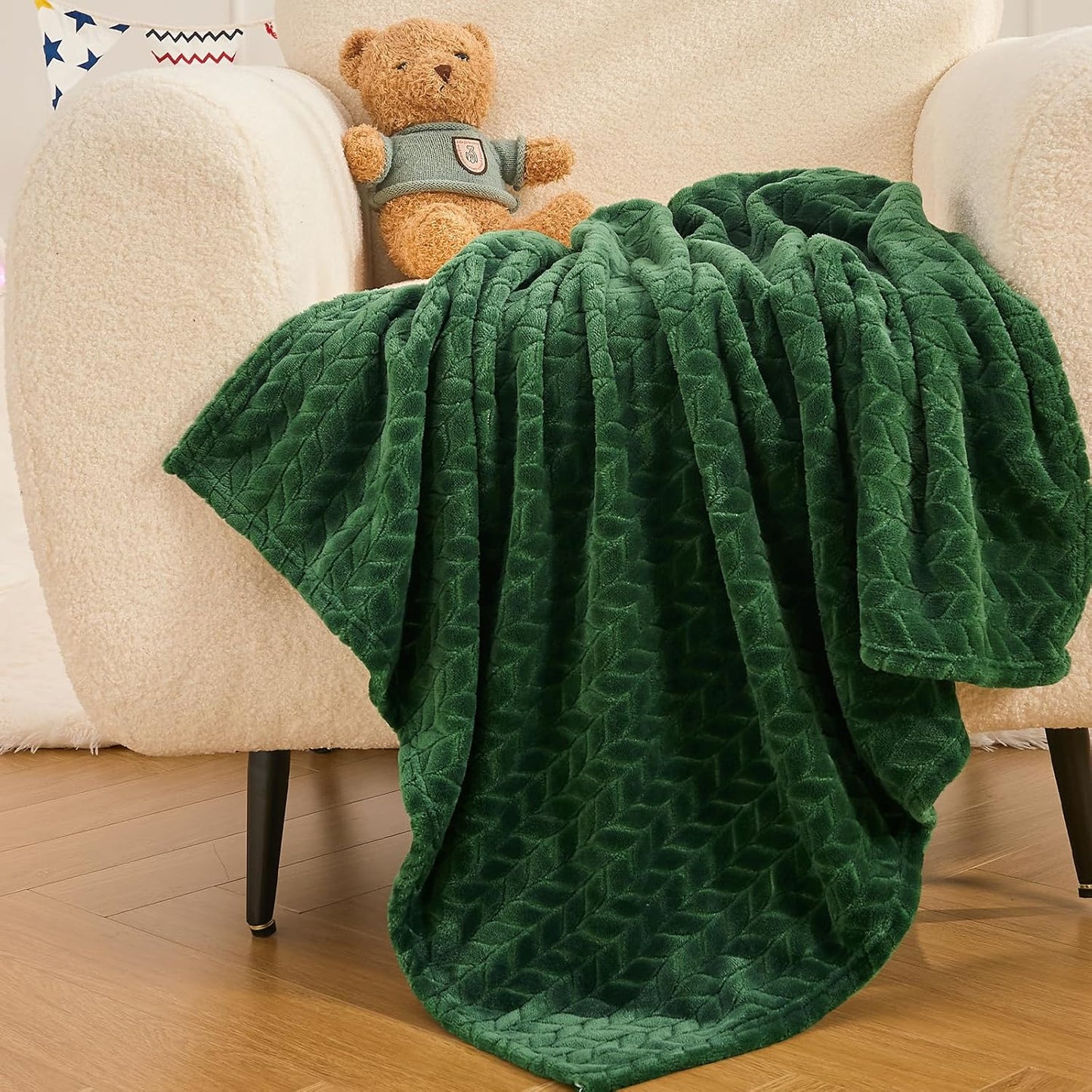 30x40 inches InHand Fleece Baby Blanket, Super Soft Swaddle Blanket, Plush Fuzzy Warm Green Throw Blanket, Newborn
