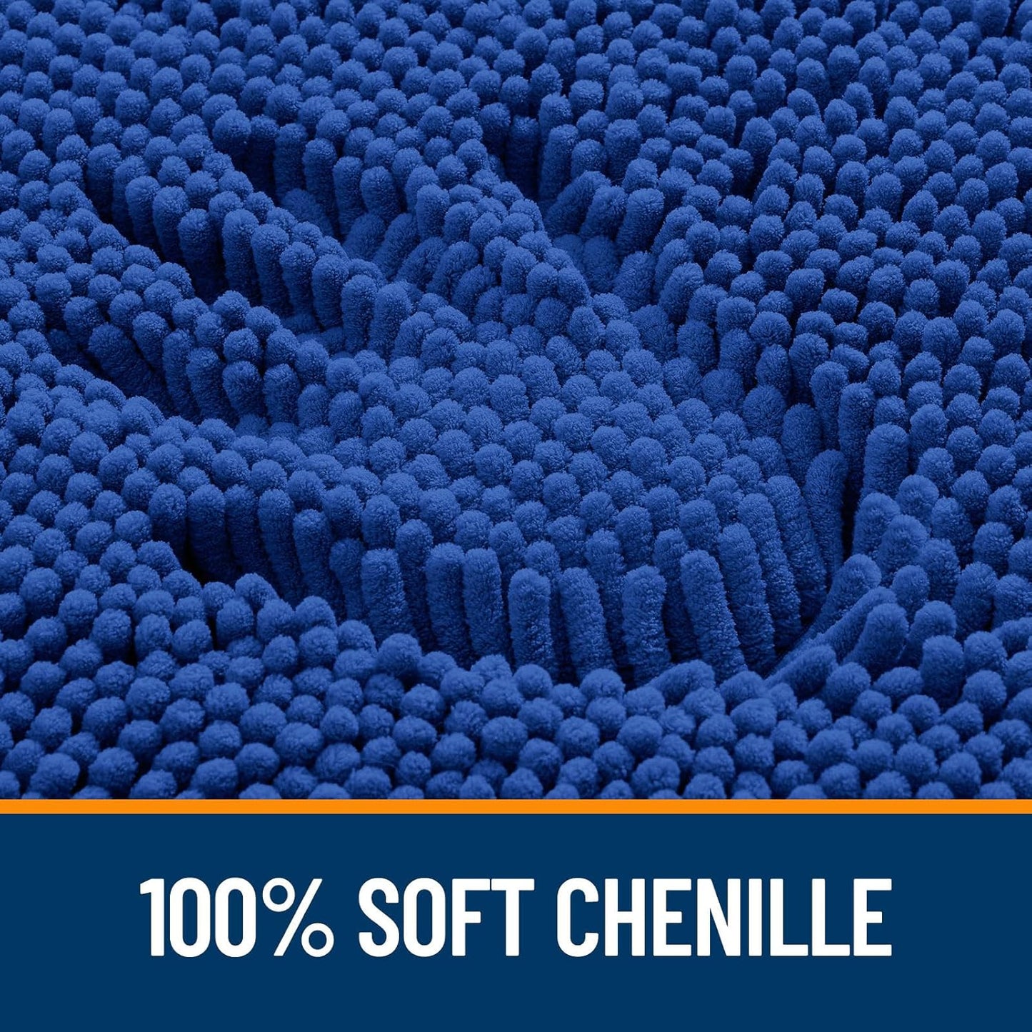 OLANLY U-Shaped Toilet Rug - Extra Soft, Absorbent Chenille Bath Mat | 24x20, Royal Blue, Machine Washable