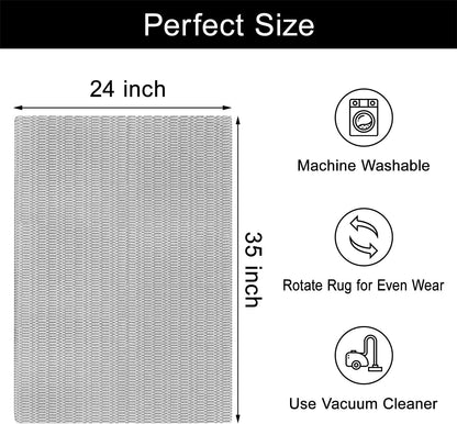 Small Door Mat Front Porch Rug, Washable 2'x3' White Gray Striped Cotton Rug for Bathroom Kitchen Laundry Room Indoor