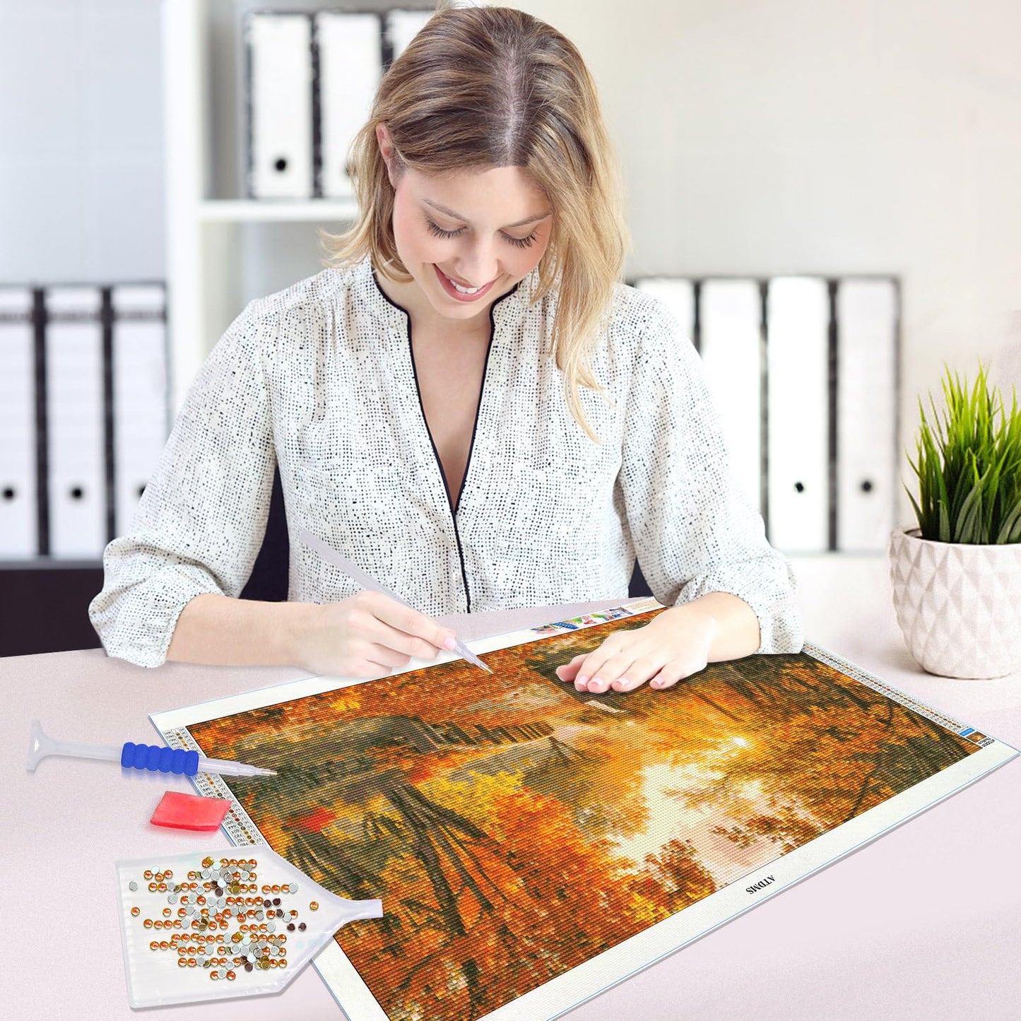 ATDMS Large Diamond Art Kits for Adults - DIY 5D Landscape Diamond Painting Kits for Adults,Full Drill Forest Diamond Painting, Sunset Gem Art Kits for Home Wall Decor 27.5x15.7 Inch