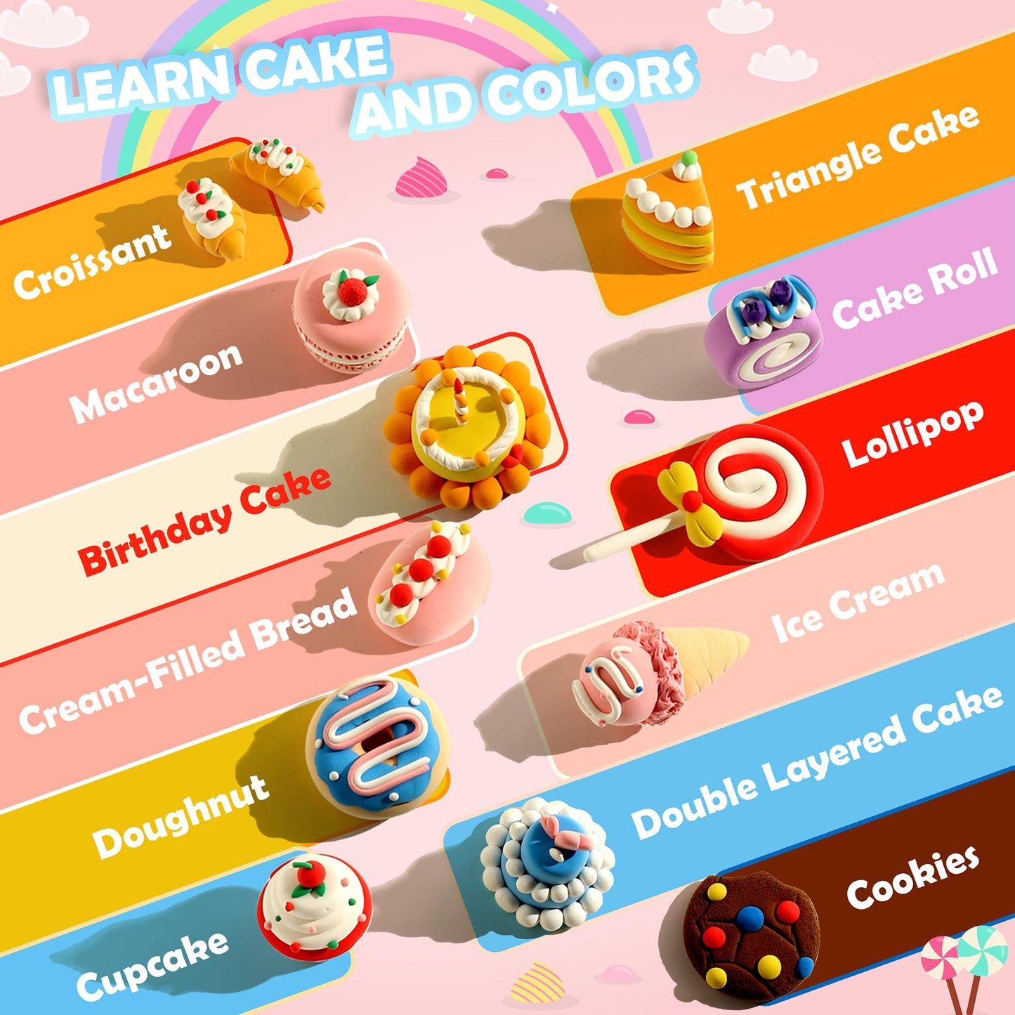 Air Dry Clay Kit - Cake Themed, Modeling Clay for Kids, Dessert DIY Model Magic Clay with Tools and Tutorials, 12 Boxes Molding Clay, Ultra Light, Soft & Non-Sticky, Arts and Crafts Gifts for Kids