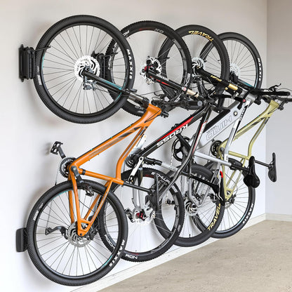 monTEK Swivel Bike Wall Mount - Space-Saving Vertical Bike Rack for Garage | Holds Up to 66lbs, Easy Install, 4 Pack