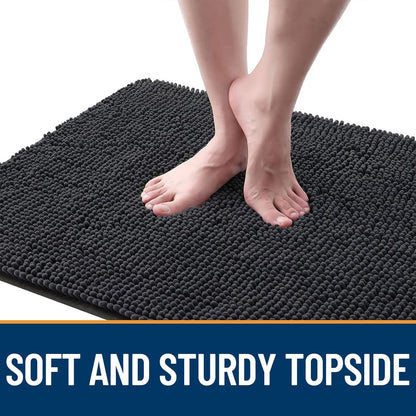 OLANLY Dog Door Mat - Absorbent Non-Slip Washable Chenille Mat for Muddy Paws | 70x46, Dark Grey