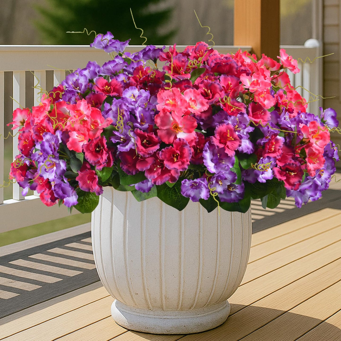 Artificial Flowers for Outdoors 6 Bundles UV Resistant Silk Flowers for Outside, Real Touch Faux Hibiscus Bouquets Tropical Faux Plants Fake Flowers for Outside Planter Front Porch Yard Home Decor