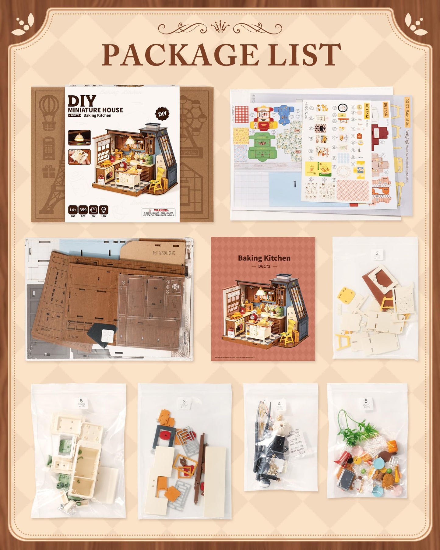 ROBOTIME DIY Miniature House Kit Dollhouse Kit for Adults Mini Tiny House Kit with Furniture Building Model Kit Crafts Creative Gift for Boys Girls (Baking Kitchen)