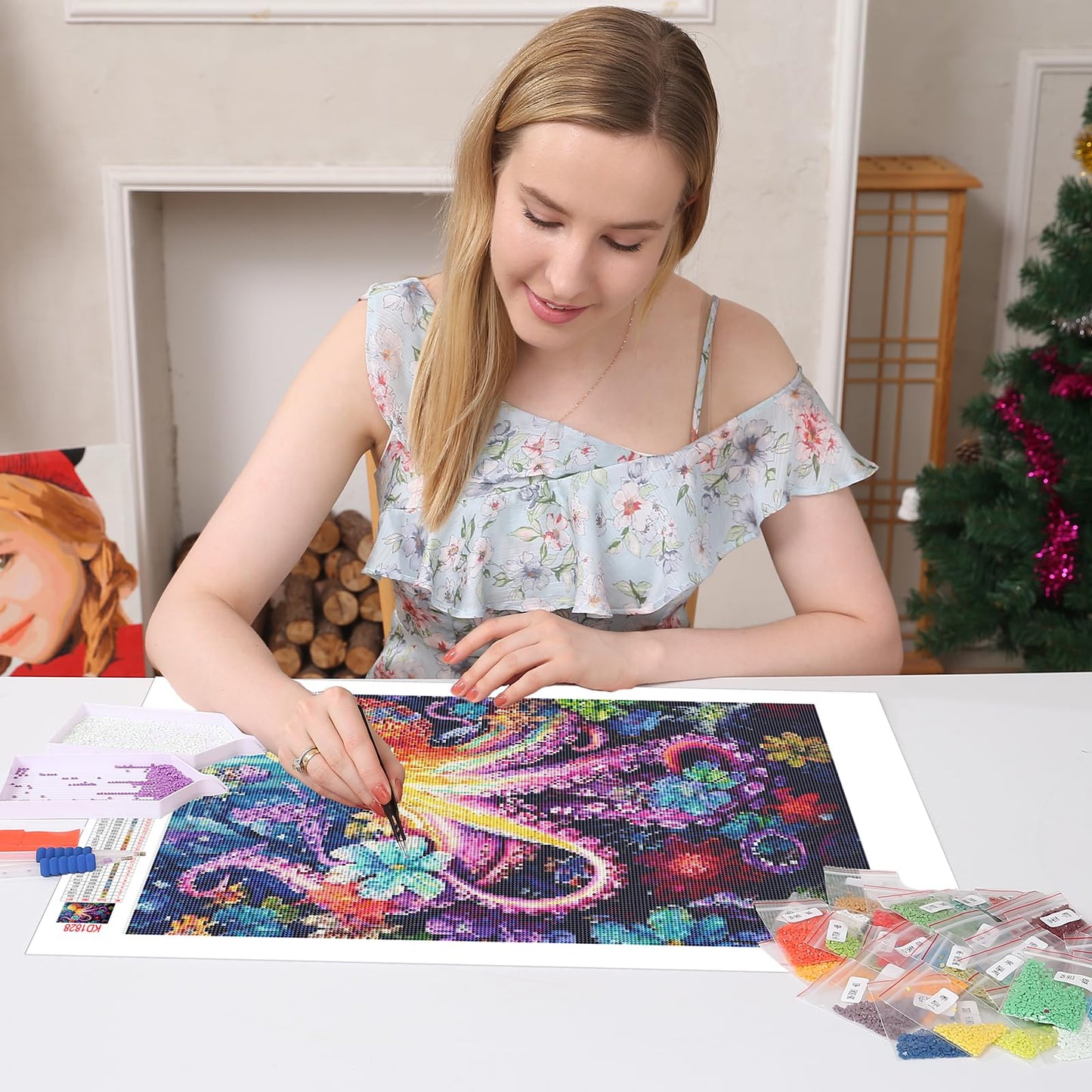 Huacan Diamond Painting Kit,AB Diamond Art Kits for Adults,DIY Octopus Full Round Drills Gem Art for Beginner,Paint by Diamonds Home Decor Gift 12 * 16in