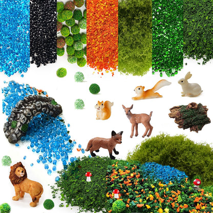 QuarenDen Fairy Garden Accessories, Decorative Sand, Grass, Moss Stick, Miniature Garden Figurines with Moss for DIY, Micro Landscape Decoration