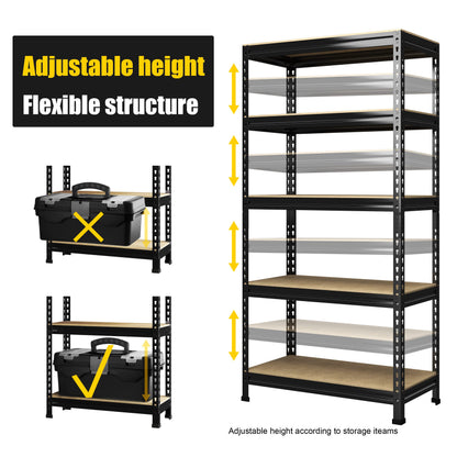 PrimeZone Heavy Duty Garage Storage Shelves, 31.5" W x 16" D x 63" H Adjustable Gargae Shelving, 5 Tier Metal Shelving Unit, Storage Shelf Utility Rack Organizer for Garage, Warehouse, Black, 4 Pack