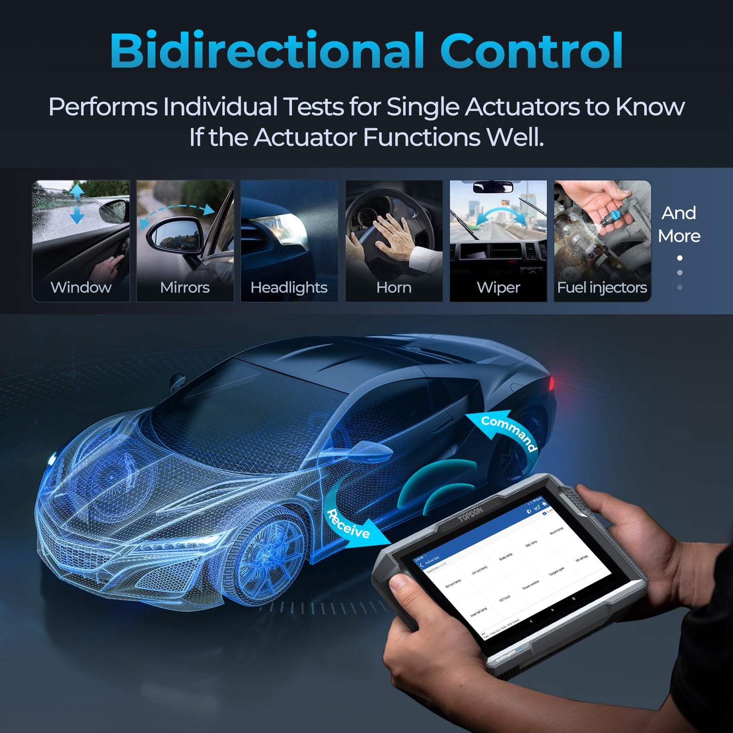 TOPDON Bidirectional Scan Tool, 2024 New ArtiDiag900 Lite Automotive Diagnostic Tool for Full System, Scanner for Car with Active Test, 8 Reset, Wireless OBD2 Scanner Diagnostic Tool for All Vehicles