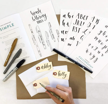 Brush Lettering Kit - DIY Brush Lettering Starter Set by Wildflower Art Studio