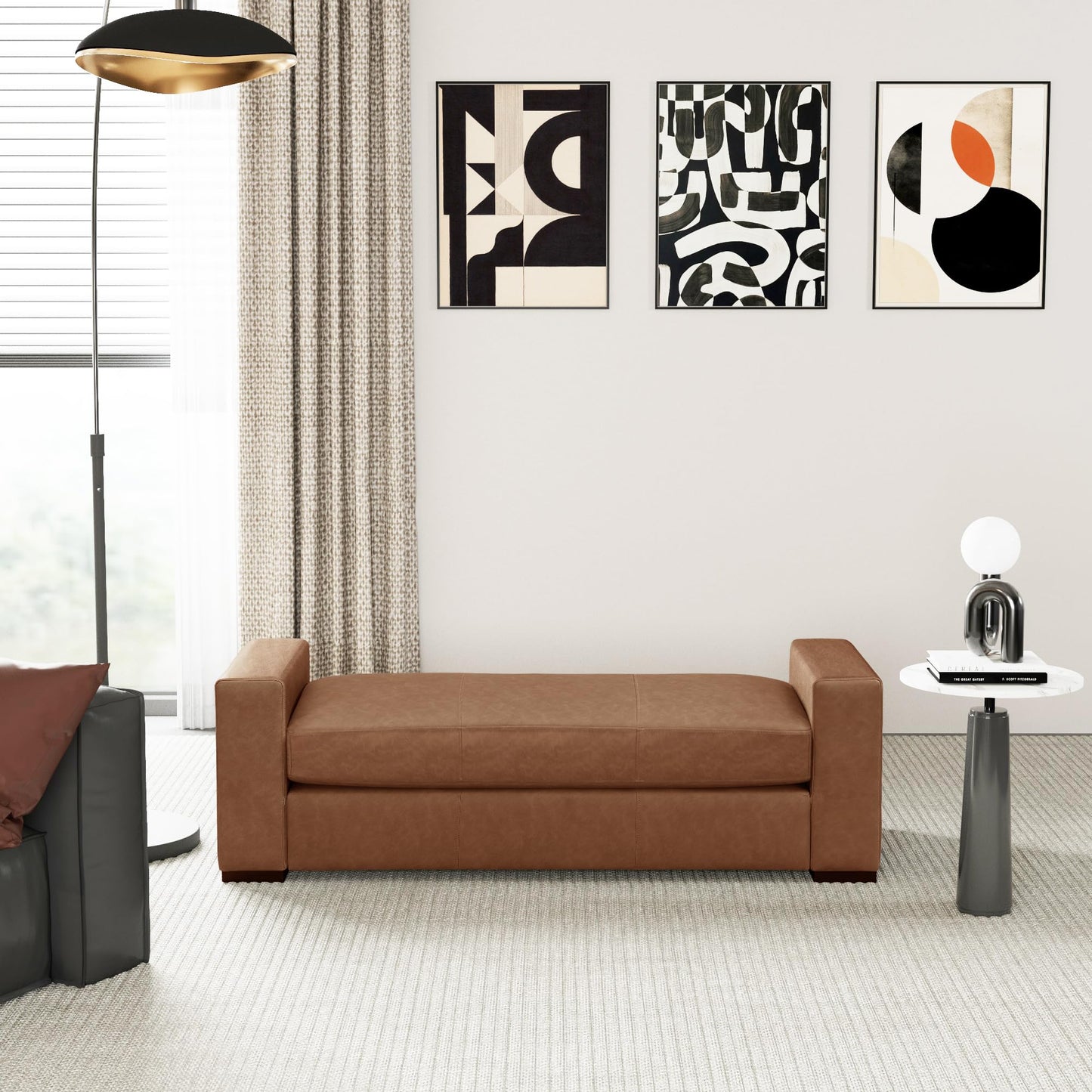 Christopher Knight Home Mosley Faux Leather Upholstered Ottoman Bench, Rectangular Foot Stools Ottoman, Wooden Ottoman Footrest, Bedroom End of Bed Footstool, Living Room Sofa Extra Seat, Brown