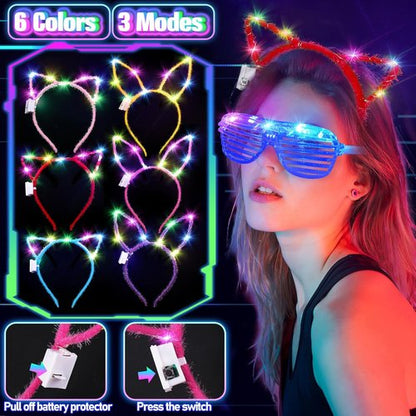 Glow in the Dark Party Supplies - 150PCS Set with Glasses, Headbands & Glow Sticks | Neon Fun for Kids & Adults