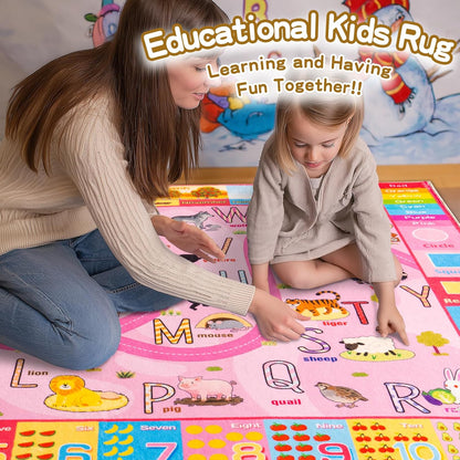 4x5, Ultra-Soft Kids Rug Washable Non-Slip Toddler Play Mat, Educational Learning Carpet for Nursery Bedroom Classroom