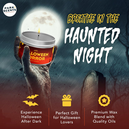 Park Scents Halloween Horror Candle – Spooky Fog-Scented Halloween Candle – Decor and Fall Birthday Gifts for Adults, Men, Women, Sister, Best Friend – 100% Vegan Soy Wax – Handmade in USA