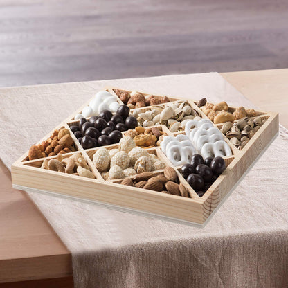 Hammont Square Sectional Wooden Trays - 20 Casepacks - 2 Pieces in Each Pack - 10”x10”x1.13” - Eco Friendly Decorative Wooden Tray for Dry Fruits & Candies | Organic Wooden Tray for Gift & Home Décor