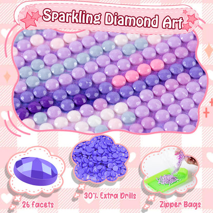 IPISSOI Christmas Mandala Blue and Purple Flowers 5D Diamond Painting Kits for Adults Diamonds Art DIY Full Circle Crystal Kit Beginner Wall Decor 12x16 inch for New Year, Valentine's Day Gifts