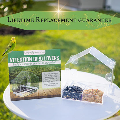 Window Bird Feeder House Shaped, Innovative Anti-Yellow Acrylic Technology, Strong Suction Cup Grip for Wild Birds