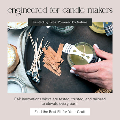 EAP Innovations CD-2 Candle Making Wicks, Ideal for Vegetable-Based Waxes, Flat Braided, Coreless Wicks for Candle Making & Consistent Flame, 6" Length, Pack of 100