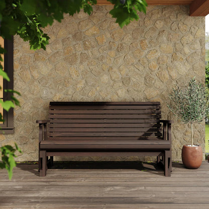 Amish Heavy Duty 800 Lb Roll Back Pressure Treated Porch Glider (4 Foot, Dark Walnut Stain)