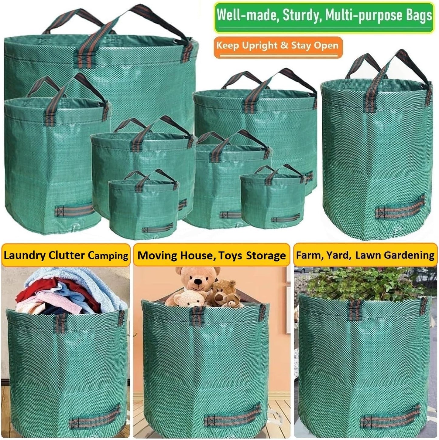2-Pack 46 (D26,H19 4 Standard Gallon Lawn Garden Bags in) Yard Waste Bags W/Gardening Gloves for Leaf Bag,Yard