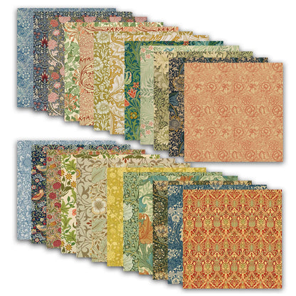 MerwDeeyt Scrapbook Paper 12x12 In and 6x6 In Pack, Spring Floral Patterned Paper for Scrapbooking, 48 Sheets Double Sided Decorative Craft Papers for Card Making Journaling Decor (Green)