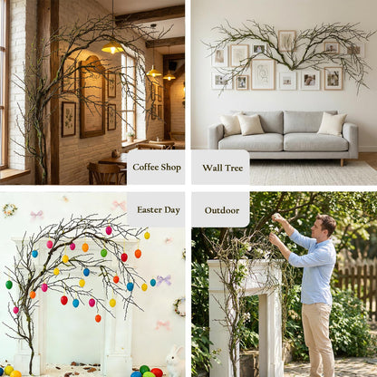 74.8inch Long Malleable Black Halloween Tree Weeping Branches Twigs Greenery Garland Hanging Moss Faux Ghost Grape Vine for Haunted Forest Outdoor Mantel Fireplace Porch Arch Stairway Yules Decor (2)