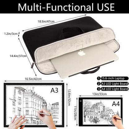 Aonstyna A3 Light Pad Carrying Bag for Diamond Painting,Diamond Painting Light Pad Bag,Laptop Tote Bag,Tracing Light Board Carrying Bag,Padded Fleece Liner Protective Case for A3 Light Pad