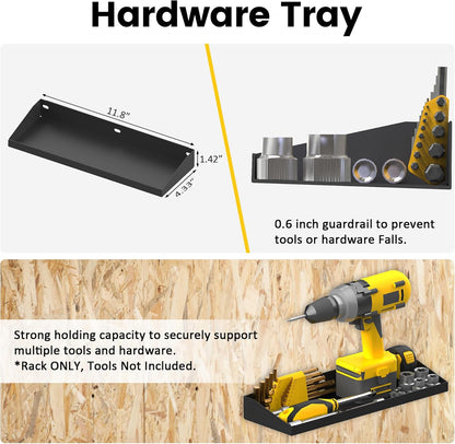 UNITEDPOWER Wall Mount Hand Tool Storage Set - Screwdriver Organizer & Pliers Holder | 4 Pack Metal Hardware Tray for Garage