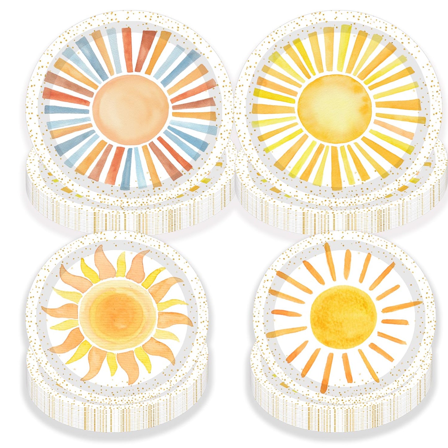 METIXOZE 80ps First Trip Around the Sun Decorations Boho Sun 1st Birthday Paper Plates Boho Sunshine Hippie Party Plates for Sunshine Baby Shower Party Supplies