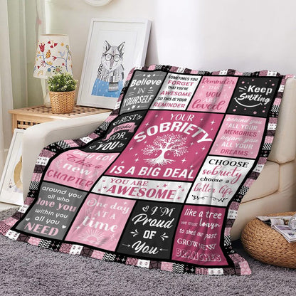 kituzol Sobriety Gifts for Women, Sober Blanket, Addiction Recovery Gift, 1 Year Sober Gift Ideas, AA Gifts Sobriety for Women 60"X50"