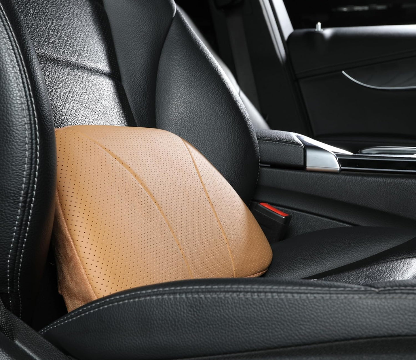 Posture,Portable,15.5''Lx 8.7''H Genuine Leather Lumbar Support Pillow,Back Pain Relief Cushion,fits Tightly Around