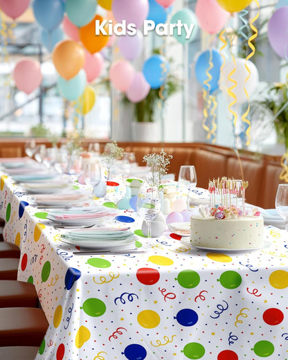 Pureegg Disposable Plastic Tablecloths - 10 Pack, 54 x 108 Inch, Leakproof & Sturdy for Parties | Rainbow Colors