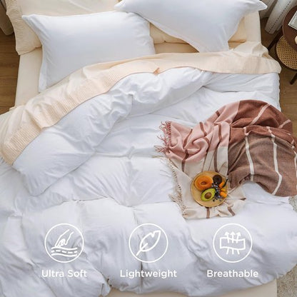 Bedsure California King Duvet Cover - Extra Soft Prewashed Cotton-Like Polyester Set, 104''x98'' with Zipper Closure & 2 Pillow Shams