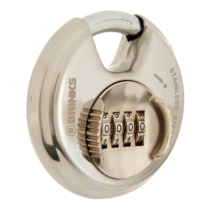 BRINKS – Heavy Duty Combination Padlock – 80mm Chrome Plated Lock with Hardened Steel Shackle – Resettable Security Lock for Storage Lockers, Toolboxes, Outdoor & Indoor Sheds, and More