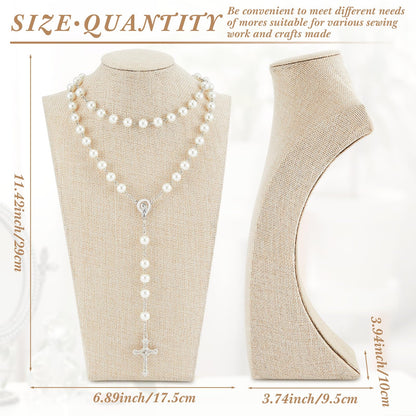 Kigley 3 Pcs Linen Jewelry Display Bust Necklace Display Stand Necklace Mannequin Holder for Jewelry Selling Trade Shows(Beige,11.42 x 6.89 Inch)