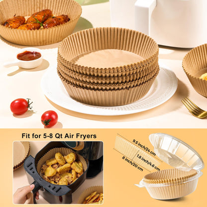 Air Fryer Disposable Paper Liners - 150Pcs 8In Square Parchment Paper Non-Stick Airfryer Basket Liners for Steamer Microwave Oven, Deep Fryer Parts & Accessories