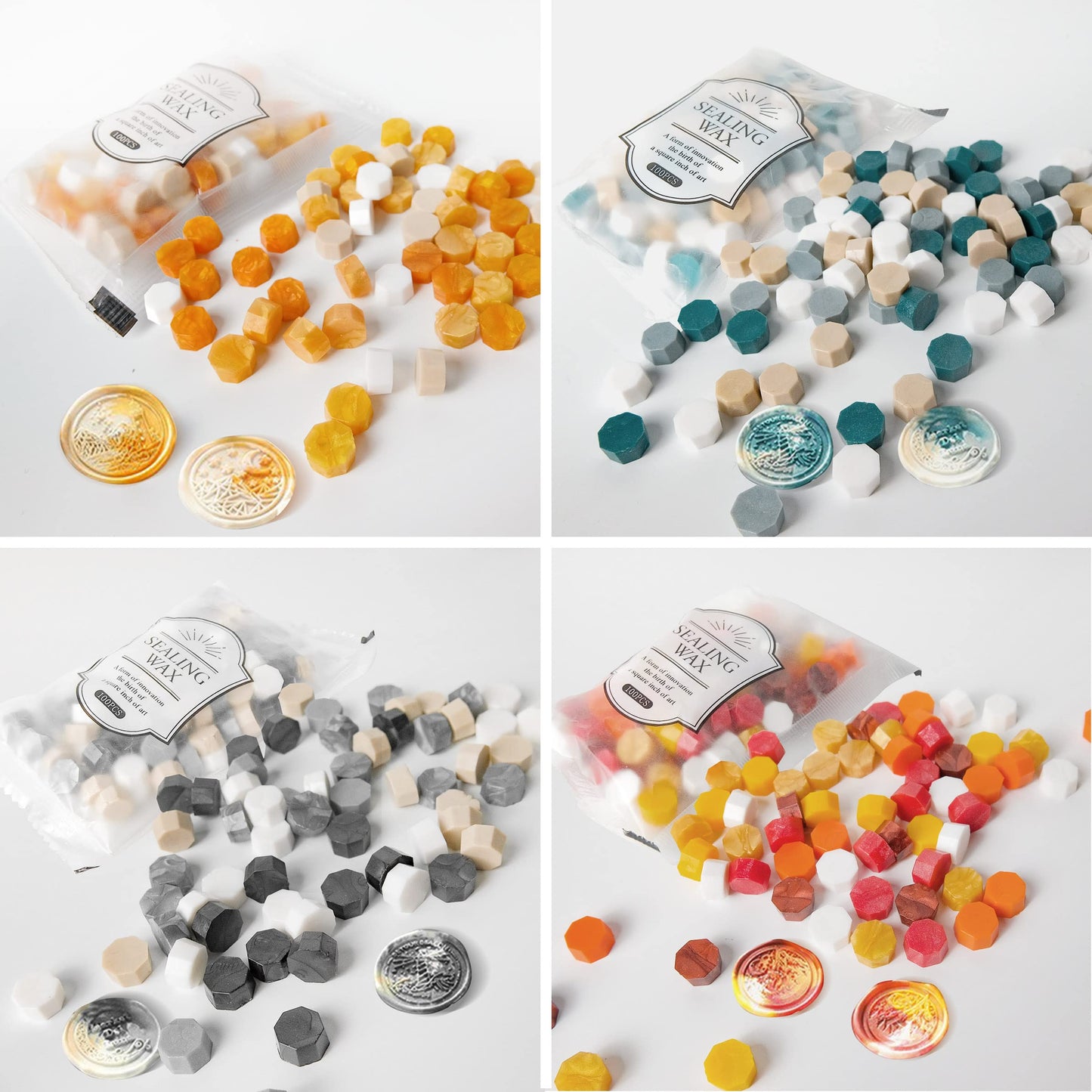 Sealing Wax Beads, 10pack Unique Color Combination- Mixed Color (Approx.1000pcs)- for Wax Seal Stamps, Letter Sealing & Wedding Invitations - Try The Color Suit