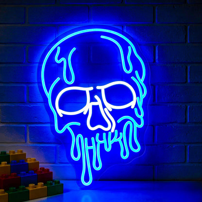 Ebdobgbs Skull Neon Sign for Wall Decor Skeleton Dimmable Led Neon Lights Halloween Light Up Signs for Game Room Gift Decoration USB Powered