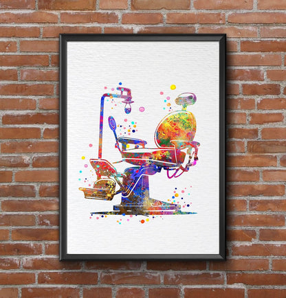 Dignovel Studios 8X10 Unframed Dentist Chair Art Print, Dental Tools Medical Wall Decor