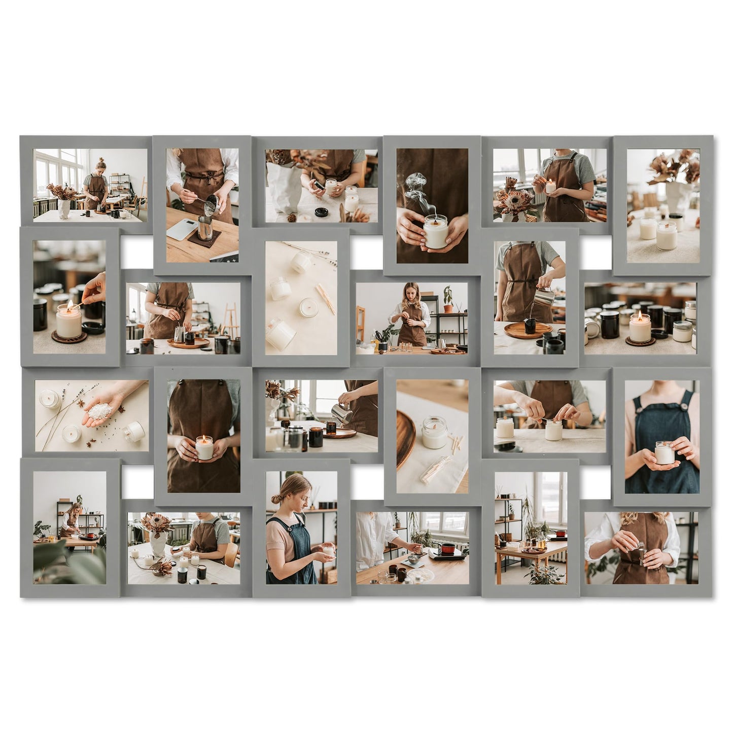HELLO LAURA 4×6 Collage Picture Frames,24 Opening Photo Collage Frame for Wall Decor,Multi Family Photo for Gallery Decor, Hanging Display - Grey