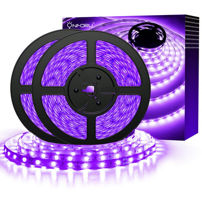 Onforu 32.8ft LED Black Light Strip Kit, 600 Units Lamp Beads, 12V Flexible Blacklight Fixtures, 10m Ribbon, Non-Waterproof for Glow Party, Indoor Birthday, Body Paint,Halloween