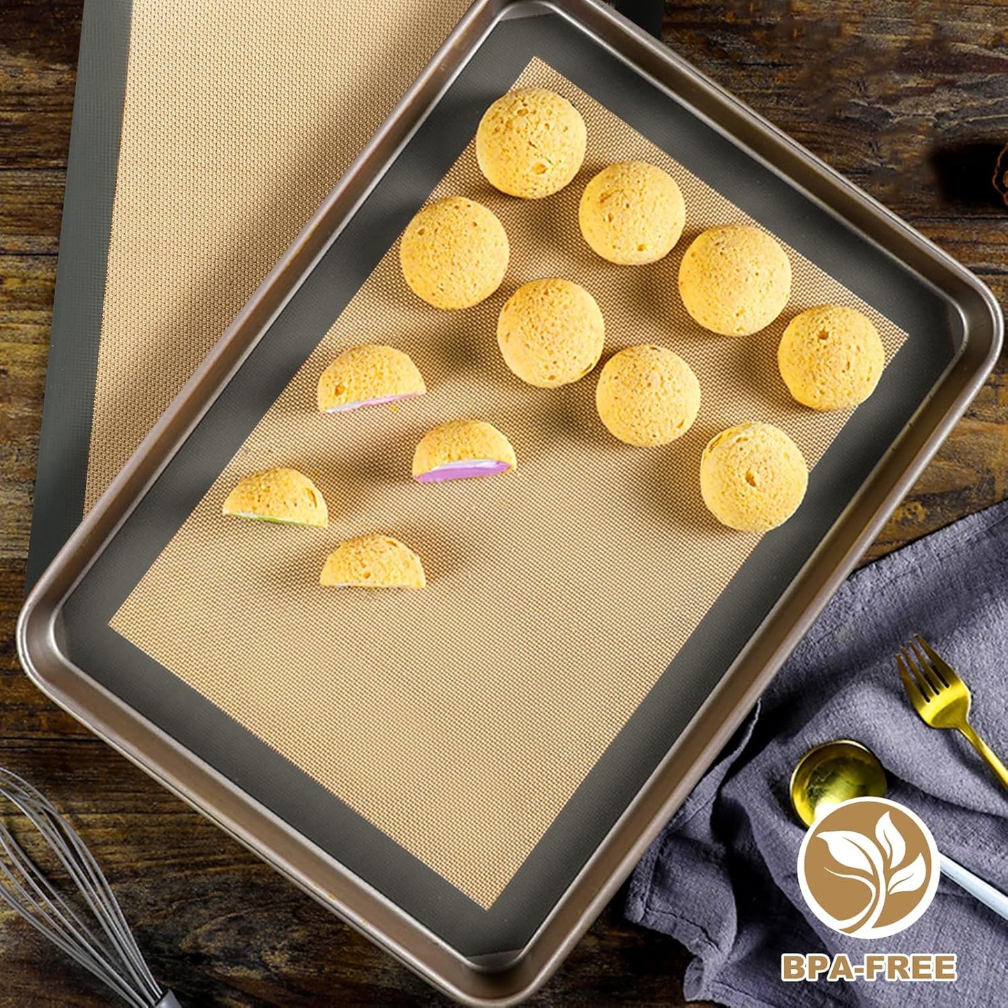 Macaron Silicone Baking Mat, 48 Capacity Almond Muffin Chocolate Chip Cookies (Grey)